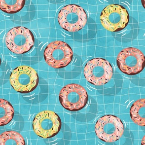 Medium - Chocolate Donuts in the  Summer Pool