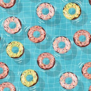 Large - Chocolate Donuts in the  Summer Pool