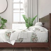 bunny roses and bird, placement print large pillow