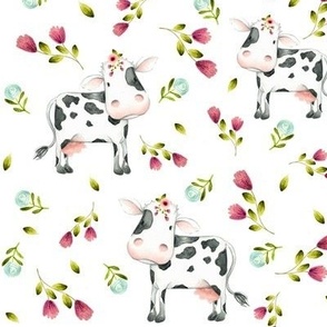 Spotted Cows – Pink & Blue Flowers