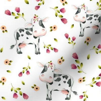 Spotted Cows – Pink & Blush Flowers
