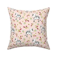Spotted Cows – Pink & Blue Flowers - Baby Pink Dot