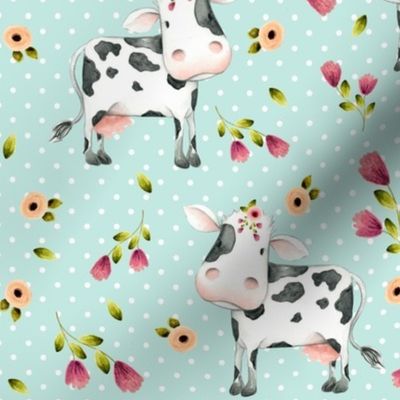 Spotted Cows – Pink & Blush Flowers - Birds Egg Dot