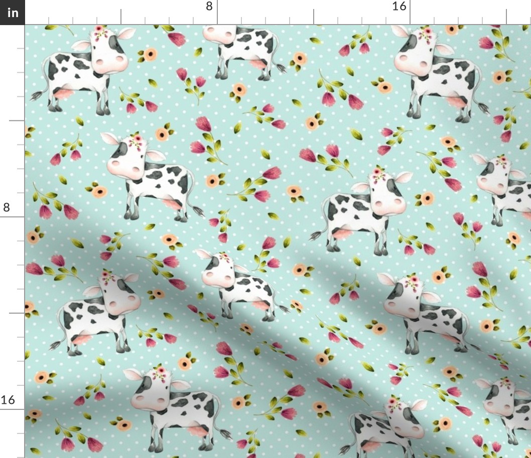 Spotted Cows – Pink & Blush Flowers - Birds Egg Dot