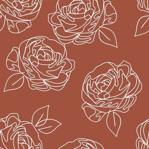 Minimalist roses on terracotta 9”