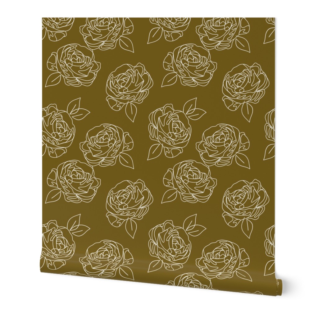 Minimalist roses on ochre 9”