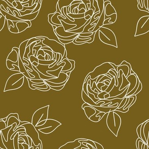 Minimalist roses on ochre 9”