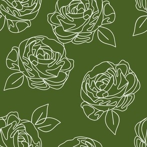 Minimalist roses on Kelly green 9”