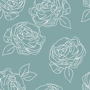 Minimalist roses on baby blue 9”