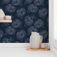 Minimalist roses on navy blue 9”