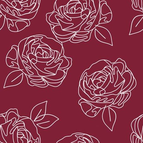 Minimalist roses on cranberry 9”