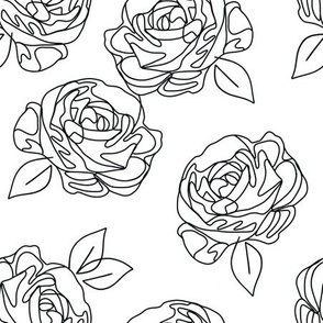 Minimalist roses on white 9”