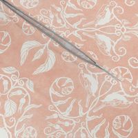 Damask Woodland Bird Blush Coral Woodland Nature Nursery Kids Forest Fern Wild Rose 