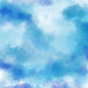 Watercolor Light Blue, Blue, Purple, Airy, Clouds Watercolor Modern Pattern