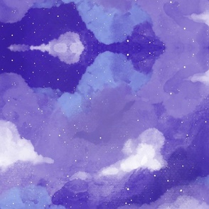 Watercolor Light Purple, Purple, Airy, Clouds Watercolor Modern Pattern