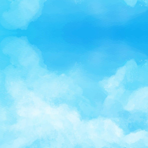 Watercolor Light Blue, Blue, Airy, Clouds Watercolor Modern Pattern