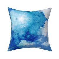 Watercolor Light Blue, Blue, Airy, Clouds Abstract Modern Pattern