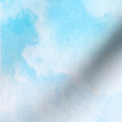 Watercolor Light Blue, Blue, Blue Teal, Clouds Abstract Modern Pattern