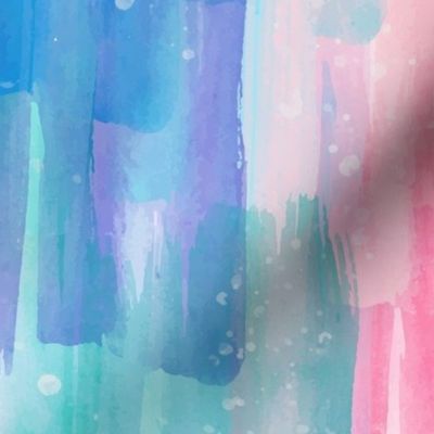 Watercolor Stripes Light Pink, Pink, Purple, Teal, Yellow, Green, Orange, Light Blue, Blue Brush Stroke Modern Pattern