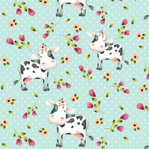 Spotted Cows – Pink & Blush Flowers - Birds Egg Dot