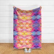  Watercolor Light Pink, Pink, Purple, Teal, Yellow, Gold, Light Blue Abstract Stripe Diamond Modern Pattern v2