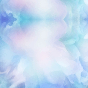 Watercolor Light Blue, Light Pink and White Clouds 