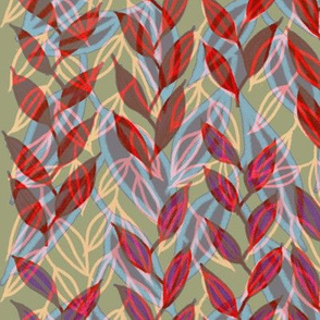 Red, pink, cream Minoan grasses chevron by Su_G_©SuSchaefer