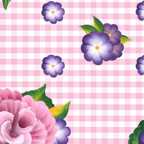 Roses on Pink Gingham