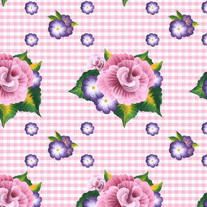 Roses on Pink Gingham_medium scale