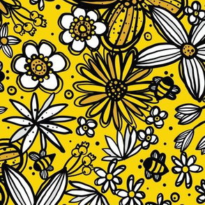 Flowers & Bees (Yellow)