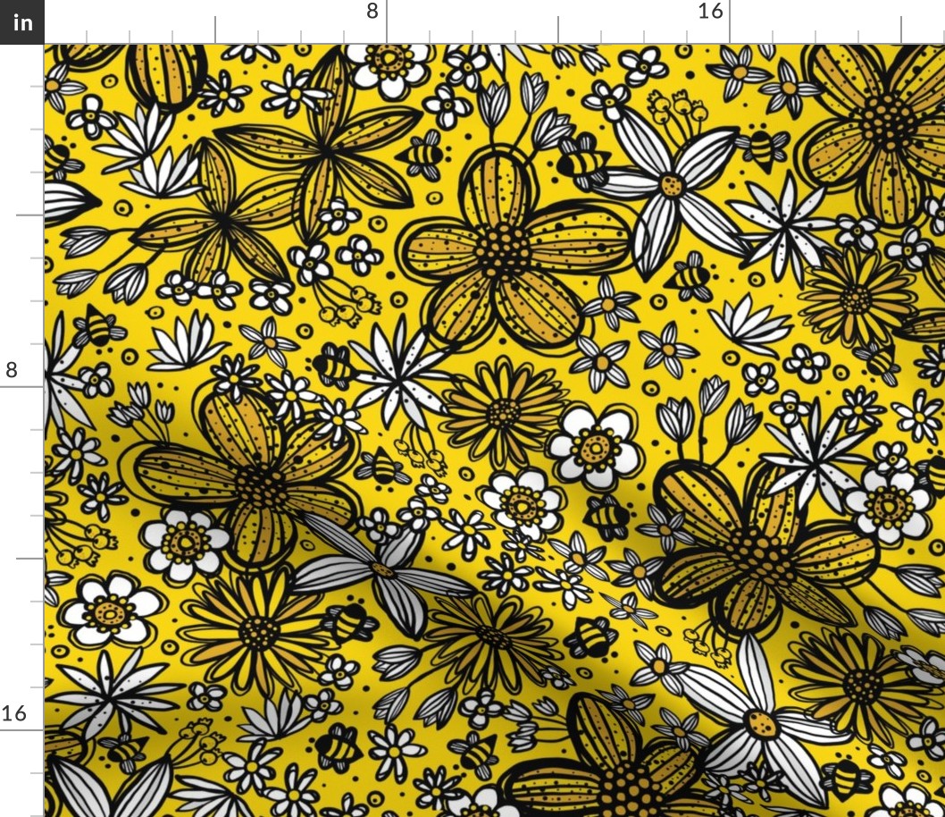 Flowers & Bees (Yellow)