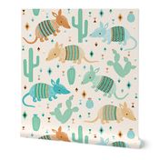 armadillo and cactus - small