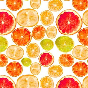 Grapefruits and friends || watercolor citrus fruits pattern