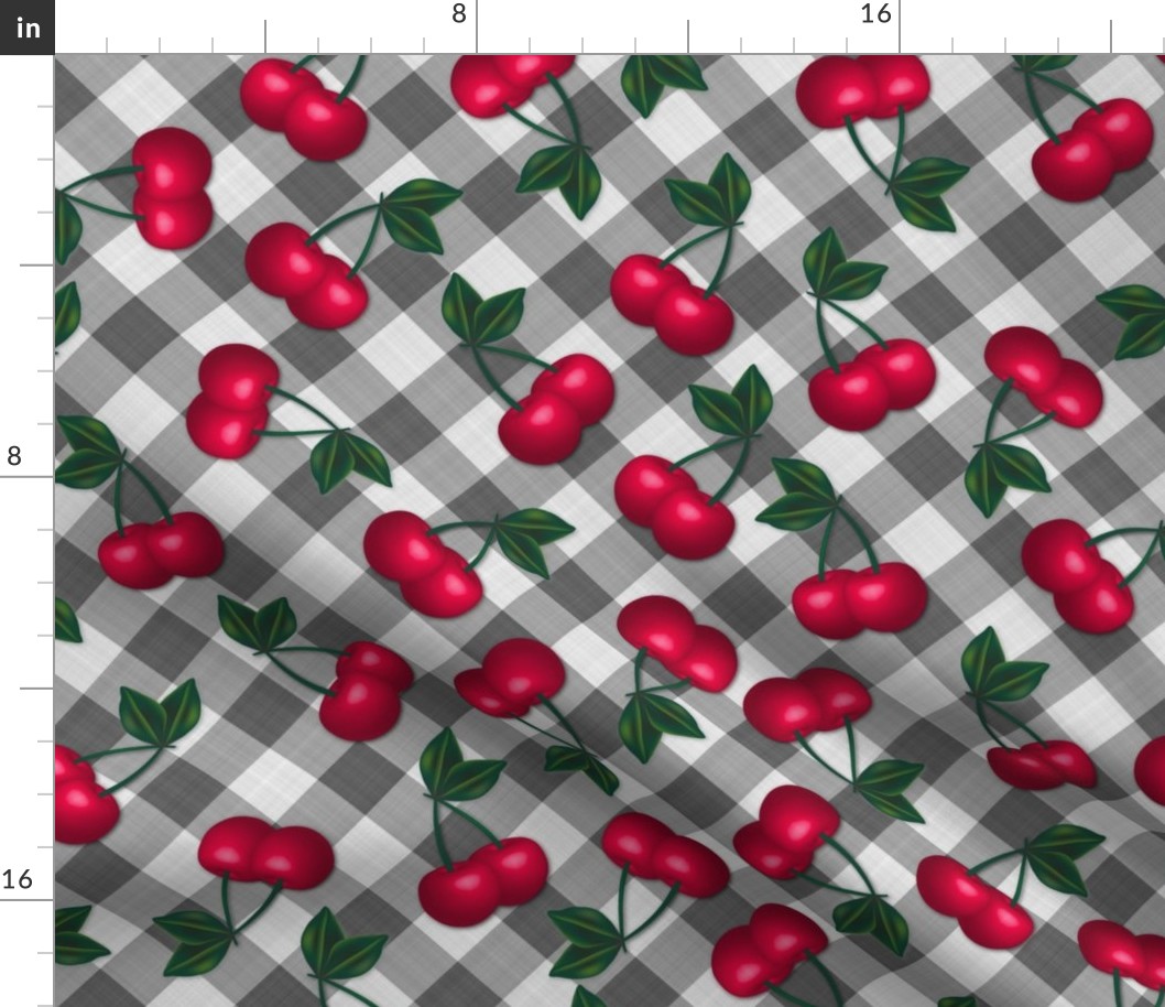 Cherries on Gingham - Smaller Scale