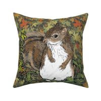 Pen and Ink Squirrel for Pillow