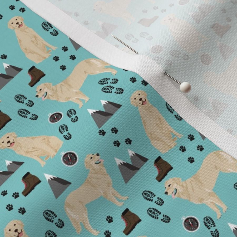 TINY - golden retriever dog fabric hiking and dogs design