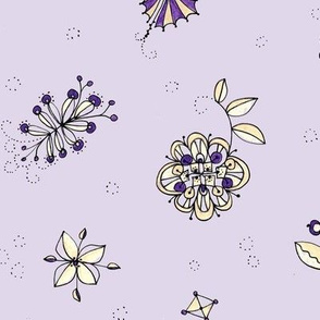 Scattered jewel tone blooms l-lavender