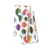 colorful hemispheres, white rainbow abstract minimalist