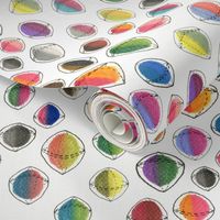 colorful hemispheres, white rainbow abstract minimalist