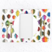 colorful hemispheres, white rainbow abstract minimalist