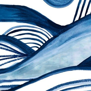 Indigo Shibori Mountain Watercolor