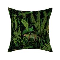 Fern Botanical ~ Deep Nightshade  with Jungle Animals 