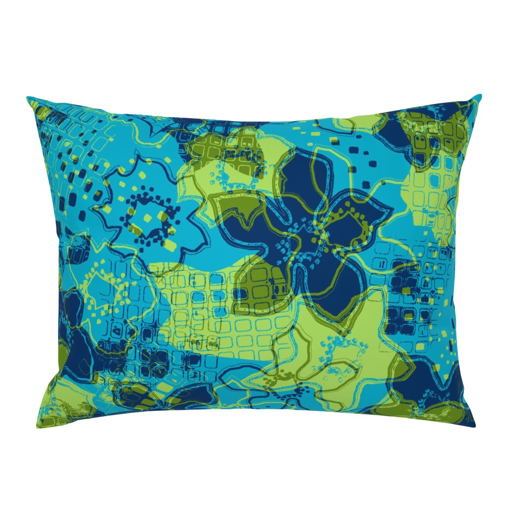Daytrip Vintage Psychedelic Floral - Turquoise