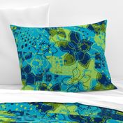 Daytrip Vintage Psychedelic Floral - Turquoise