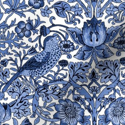 William Morris ~ Strawberry Thief ~ Blue and White ~ Medium