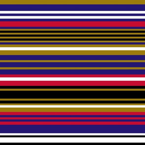 The Purple The Red the Gold and the Black: Horizontal Stripes-1- with White