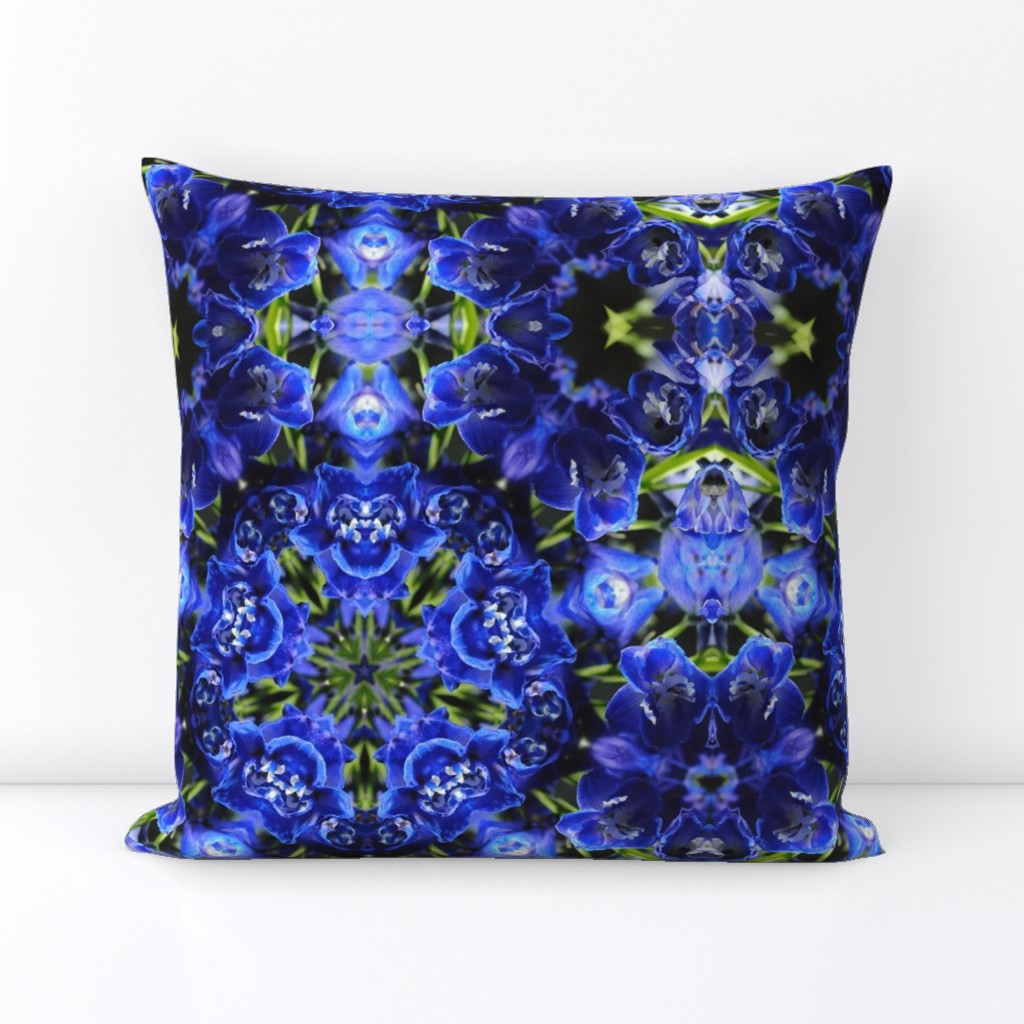 Blue Delphinium Kaleidoscope Fabric