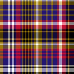 The Purple The Red the Gold and the Black: BLended Plaid-1- with White