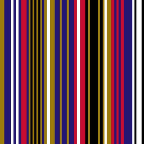 The Purple The Red the Gold and the Black: Vertical Stripes-1- with White