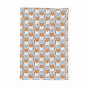 Small scale // Kawaii Cuddly Foxy Ice Creams // fox popsicles on pale blue background 